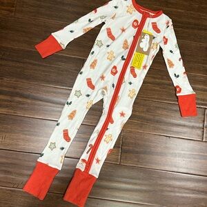 Angel Dear Organic Christmas Footless Zipper Pajamas 18-24M NWT